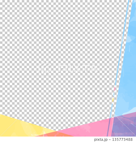 シンプルなデザインのフレーム、背景、水彩カラー、正方形サイズ 135773488