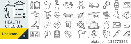 健康診断に関するアイコンセット 健康診断に関するアイコンセット 135773558