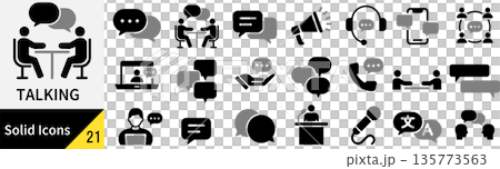 ベクターの会話に関するシルエットアイコンセット 135773563