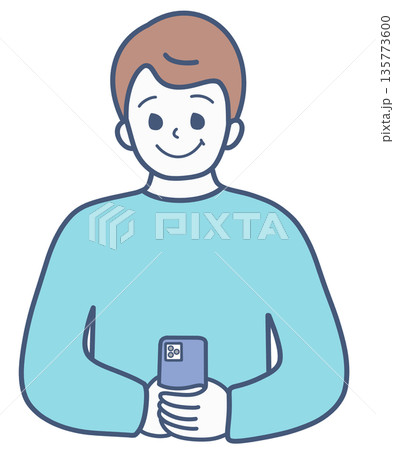 スマホを操作する男性のイラスト素材 スマホを操作する男性のイラスト素材 135773600