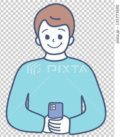 スマホを操作する男性のイラスト素材 スマホを操作する男性のイラスト素材 135773600