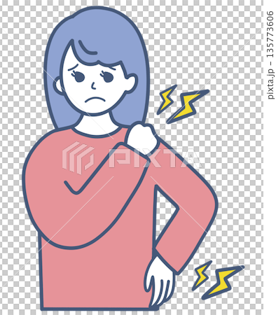 肩部和腰部問題的女性插圖 135773606