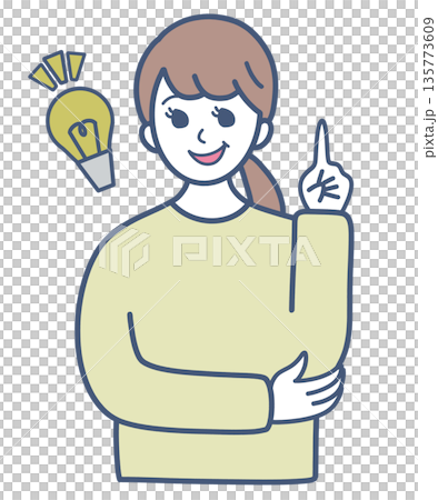ひらめいた若い女性のイラスト素材 135773609