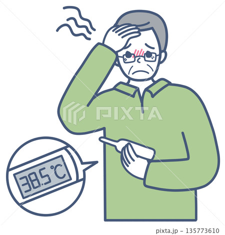 発熱したシニア男性のイラスト素材 発熱したシニア男性のイラスト素材 135773610