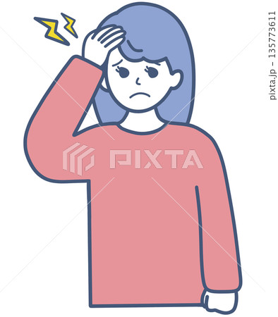 頭痛に苦しむ女性のイラスト素材 135773611