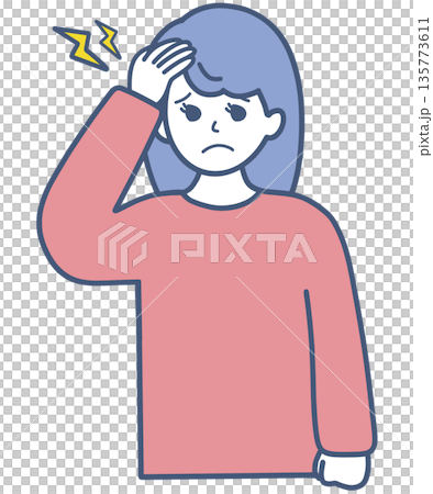 頭痛に苦しむ女性のイラスト素材 135773611