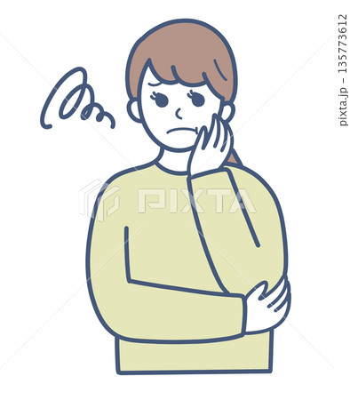 困っている女性のイラスト素材 135773612