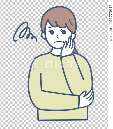 困っている女性のイラスト素材 135773612