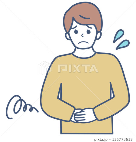 お腹の悩みがある男性のイラスト素材 お腹の悩みがある男性のイラスト素材 135773615