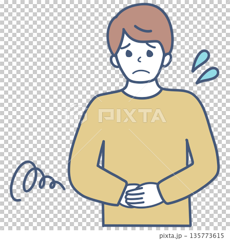お腹の悩みがある男性のイラスト素材 お腹の悩みがある男性のイラスト素材 135773615