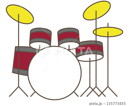 シンプルなドラムセットのイラスト素材|バンド・リズム学習に使える楽器 シンプルなドラムセットのイラスト素材|バンド・リズム学習に使える楽器 135773855