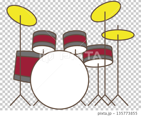 簡易架子鼓的圖示素材 | 可用於樂隊演奏和節奏學習的樂器 135773855