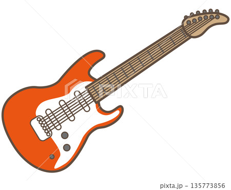 シンプルなエレキギターのイラスト素材｜バンド・音楽学習に使える楽器 135773856