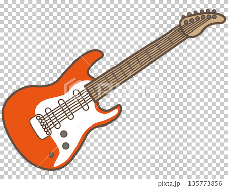 シンプルなエレキギターのイラスト素材｜バンド・音楽学習に使える楽器 135773856