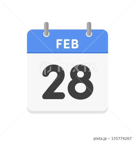 2月28日・FEB 28の日めくりカレンダーのアイコン - 2/28のシンプルな青い英語の暦 2月28日・FEB 28の日めくりカレンダーのアイコン - 2/28のシンプルな青い英語の暦 135774267