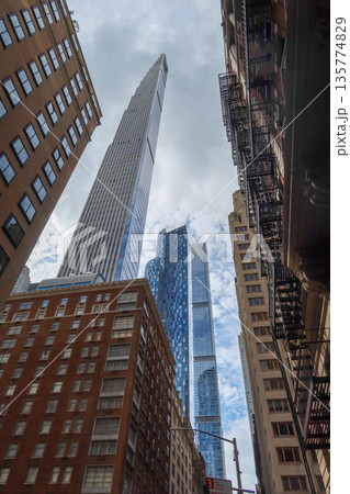 Steinway Tower and One57 Tower viewed from below near Central Park in New York, USA. August 24, 2026 135774829