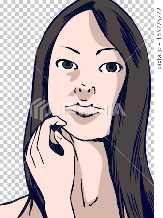 髪を整えながらまっすぐ前を見つめる若い女性 髪を整えながらまっすぐ前を見つめる若い女性 135775222