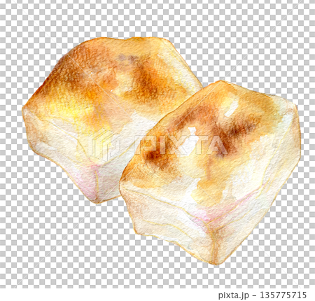 Watercolor illustration of baked rice cakes 135775715