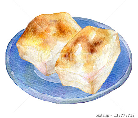 水彩イラスト　焼いたお餅 135775718