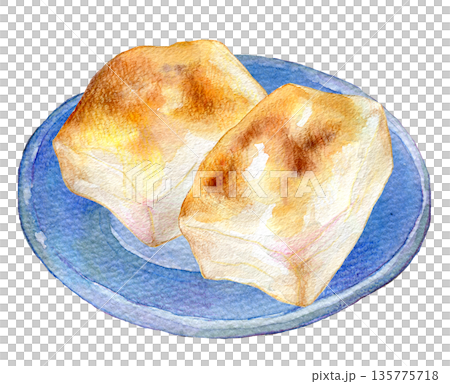 水彩イラスト　焼いたお餅 135775718