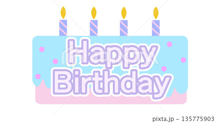 ハッピーバースデー、ロゴマーク、バースデーケーキ型 135775903