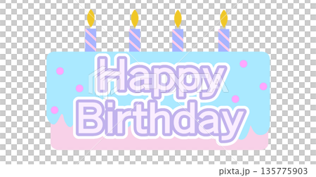 ハッピーバースデー、ロゴマーク、バースデーケーキ型 135775903