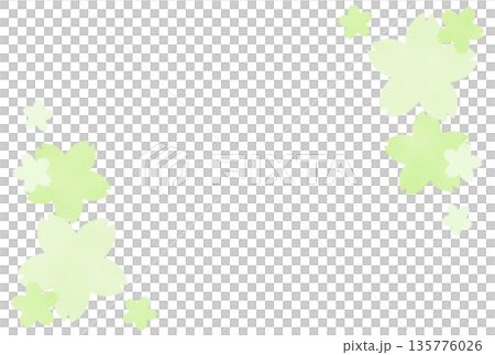 黄緑色のシンプルな桜のフレーム 黄緑色のシンプルな桜のフレーム 135776026