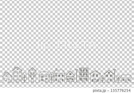 住宅地の線画イラスト 住宅地の線画イラスト 135776254