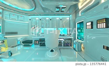 宇宙船内の研究室 宇宙船内の研究室 135776441