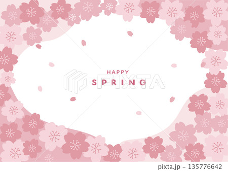 春の背景イラスト　桜　バナー 135776642