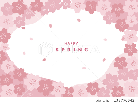 春の背景イラスト　桜　バナー 135776642