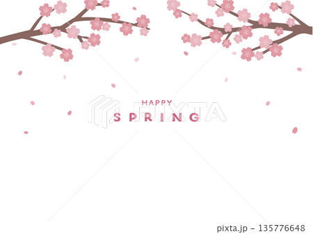 春の背景イラスト　桜　バナー 135776648