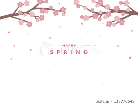 春季背景插圖櫻花橫幅 135776648