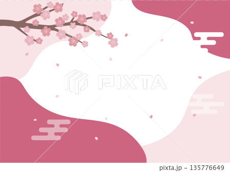 春の背景イラスト　桜　バナー 135776649