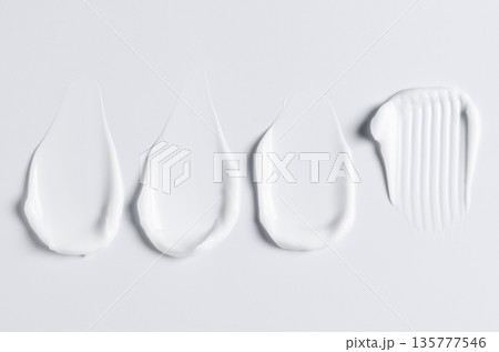 A sample of a white moisturizing cosmetic cream for the body or face with hyaluronic acid A sample of a white moisturizing cosmetic cream for the body or face with hyaluronic acid 135777546