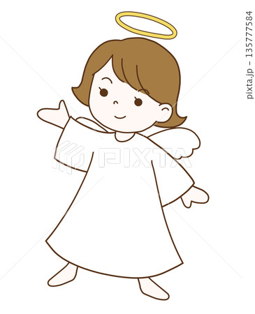 天使の女の子のイラスト(白) 天使の女の子のイラスト(白) 135777584