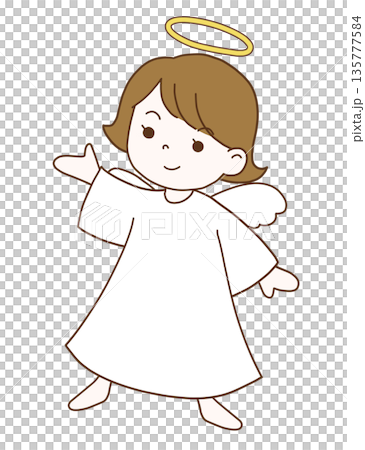 天使の女の子のイラスト(白) 天使の女の子のイラスト(白) 135777584