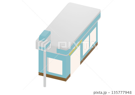 上から見たコンビニ店舗の3Dイラスト 上から見たコンビニ店舗の3Dイラスト 135777948