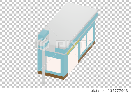 上から見たコンビニ店舗の3Dイラスト 上から見たコンビニ店舗の3Dイラスト 135777948