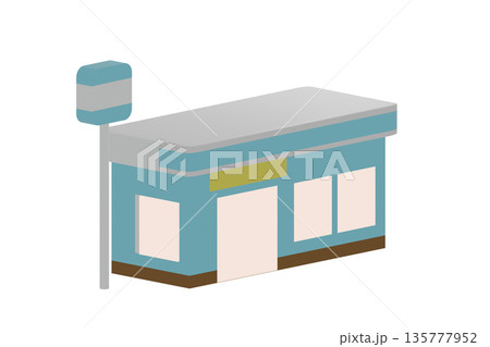 斜めから見たコンビニ店舗の3Dイラスト 135777952