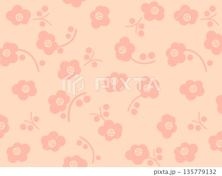 和柄＿かわいい梅の花＿背景 135779132