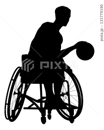 Basketball Wheelchair Man Basketballer Silhouette 135779190