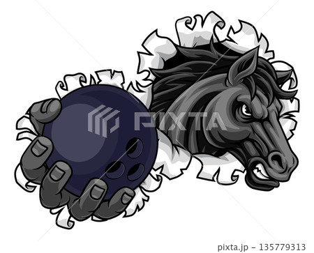 Horse Mustang Stallion Bowling Sports Team Mascot Horse Mustang Stallion Bowling Sports Team Mascot 135779313