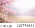 早春の梅と寒桜 135779682