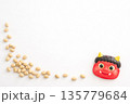 節分の豆と鬼の面 135779684