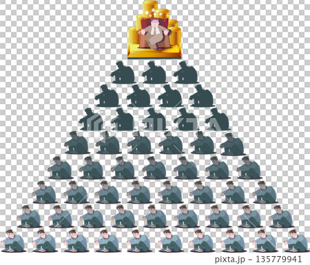 金字塔象徵著一個社會結構，其中存在著不平等和資本家壟斷財富。 135779941