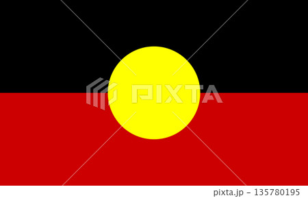 Australian Aboriginal Flag  Black, Red, and Yellow Indigenous Banner Representing First Nations Heritage, Unity, and Connection to Country 135780195