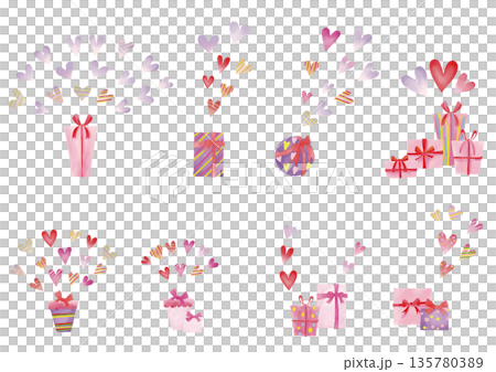 水彩禮盒（含絲帶）和心型套裝 135780389