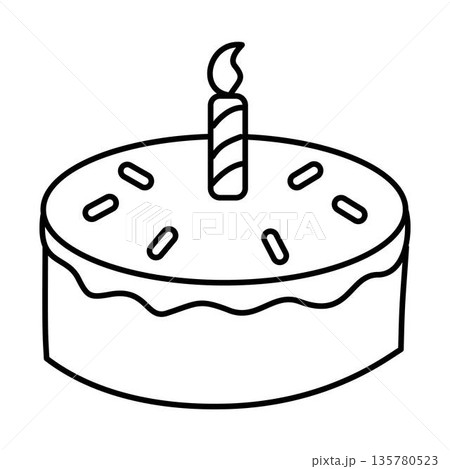 birthday cake outline coloring page 135780523