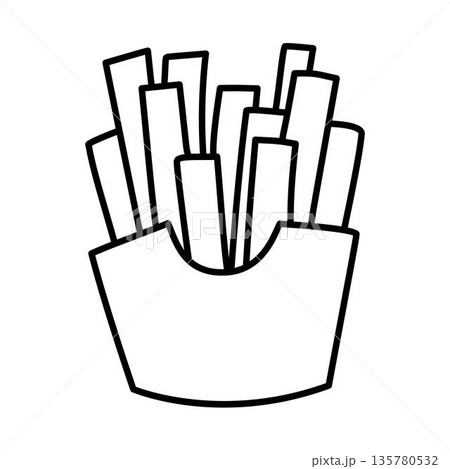 french fries outline illustration, Potato french fries coloring page 135780532